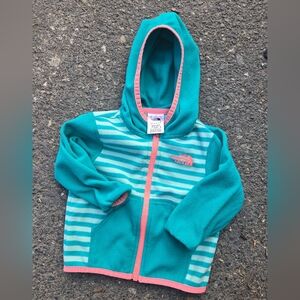 ☕️NORTHFACE FLEECE  HOODIE JACKET INFANT GIRLS SIZE 6-12 MONTHS